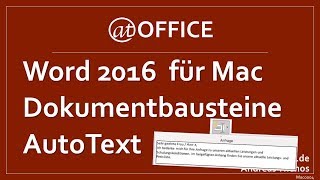 AutoTextBausteine in Word 2016 für Mac  Abruf über Symbolleiste [upl. by Coughlin]