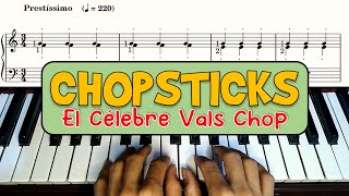 Chopsticks Piano Tutorial FÁCIL Con Partitura PRINCIPIANTE  El Célebre Vals Chop STACCATO y LEGATO [upl. by Riki]