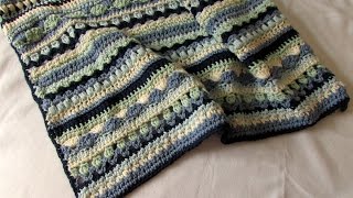 How to crochet a pretty mixed stripe blanket  afghan  throw tutorial [upl. by Parris]