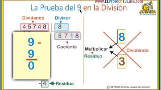 La prueba del 9 en la división  Cambiamos a MatematicaPasoAPasocom [upl. by Craner]