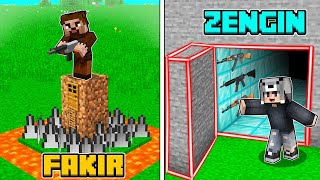 FAKİR KORUNAKLI EV VS ZENGİN KORUNAKLI EV  Minecraft [upl. by Ahsial866]