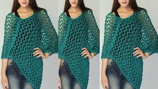 PONCHOS DE INVIERNO TEJIDOS A CROCHET LINDOS MODELOS [upl. by Kopple]