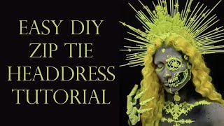 EASY DIY Zip Tie Neon Headdress Crown Tutorial 👑💀The Skulltress [upl. by Desma]