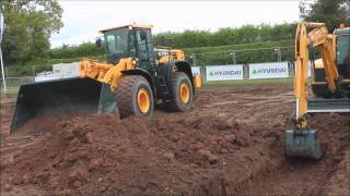 Hyundai excavator and wheel loader working [upl. by Asirret]