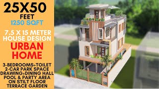 25X50 Feet 1250 sqft House Design  75X15 meter House  A Beautiful Urban Home Bengaluru  ID088 [upl. by Leckie56]