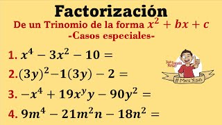 Factorización de un Trinomio de la forma x2bxc Casos especiales  Video 2 de 2 [upl. by Anhsirk]