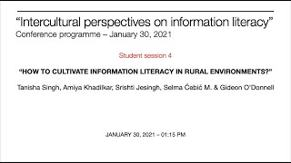 quotHow to cultivate information literacy in rural environmentsquot  IPIL Conference on January 30 2021 [upl. by Letta814]