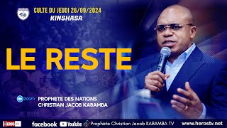 LE RESTE J2  DU JEUDI 26092024 AVEC LE PROPHETE DES NATIONS CHISTIAN JACOB KABAMBA [upl. by Venterea119]