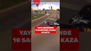 Yaya geçidinden karşıya geçen adam iki kere ezilme tehlikesi atlattı shorts yayageçidi trafik [upl. by Agnella]