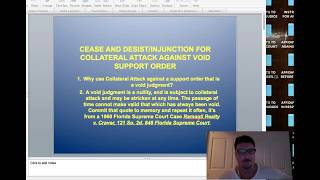 SEPT 5 2018 COLLATERAL ATTACK AGAINST VOID SUPPORT ORDERS BY FILING CEASE AND DESIST PETITION [upl. by Elayor]