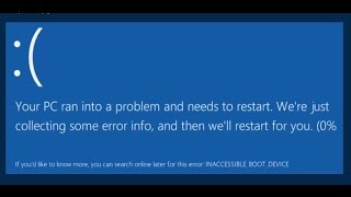 How to FIX  Your PC Ran Into a Problem and Needs to Restart  INACCESSIBLEBOOTDEVICE [upl. by Etnaid]