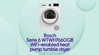 Bosch Serie 6 WiFienabled 9 kg Heat Pump Tumble Dryer  White  Product Overview  Currys PC World [upl. by Tsenrae]