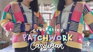 🌼 crocheting a patchwork cardigan for the first time 🌼 [upl. by Taffy]