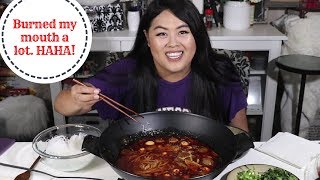 Spicy Beef Hot Pot Mukbang [upl. by Etrem]