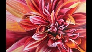 How to paint a dahlia flower in oils realistically [upl. by Novhaj]