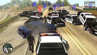 The Biggest Police Chase in GTA San Andreas History 100 Cops VS 1 Car [upl. by Udelle]