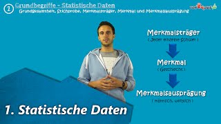 Statistik Teil 1  statistische Daten  Merkmalsträger Merkmalsausprägung [upl. by Olen636]