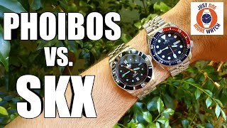 Watch Boxing Ten Rounds Phoibos Wave Master v Seiko SKX [upl. by Nrevel]