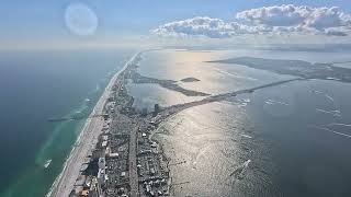 Evening flight over Pensacola Beach from Park East to Fort Pickens  4K Aerial Video [upl. by Einaled]