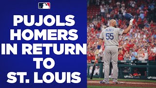 Albert Pujols returns to St Louis homers in first atbat And gets a standing ovation [upl. by Nellahs]