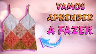 como fazer blusa de crochê em square passo a passo [upl. by Uamak615]