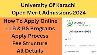 Karachi University Admissions 20232024  Karachi University Open Merit Admissions 20232024 [upl. by Gem]