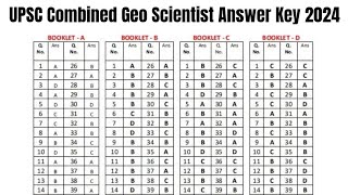 UPSC Combined Geo Scientist Answer Key 2024  Exam Key Objections [upl. by Ellirehs]