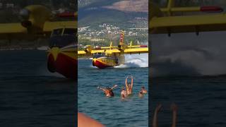 Public Waving at the Canadair CL415 Super Scooper Pilots [upl. by Cristi]