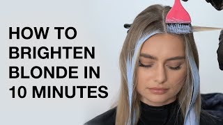 How to Brighten Blonde in 10 Minutes  High Impact Balayage Hair Technique  Kenra Color [upl. by Nomelif]