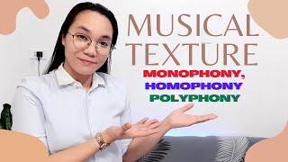 Texture in MusicMonophony Homophony Polyphony [upl. by Ahsika385]