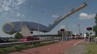 BIG ART DRAWBRIDGE IN THE NETHERLANDS  Slauerhoffbrug Leeuwarden  Friesland [upl. by Enamrej]