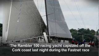 Gallery Rambler 100 yacht capsized during Fastnet Race [upl. by Ahsla433]