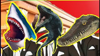 Megalodon Vs Mosasaurs Vs Alligator  Coffin Dance Meme Cover [upl. by Sinnard893]