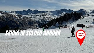 Skiing in Soldeu Andorra to Chair Lift [upl. by Sekoorb]