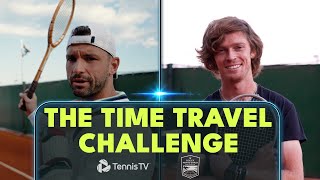 Tennis Pros Grigor Dimitrov amp Andrey Rublev Play With Vintage Rackets [upl. by Drawe]