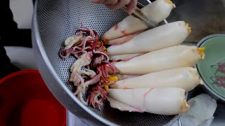 You can’t Find the Special Street Food Ding Bian Cuo Stuffed Squid with Egg Making鼎邊趖蛋黃中捲薑醋章魚製作 [upl. by Stedmann]