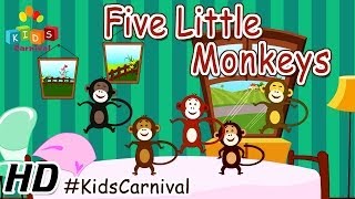 Five little monkeys  Children English Nursery Rhyme with Lyrics Subtitles and Action [upl. by Obidiah951]