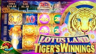 Lotus Land Tigers Winnings BIG WIN BONUSES 1c Konami Slots [upl. by Lertram]