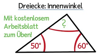 Winkelsumme im Dreieck  Fehlende Winkel berechnen Innenwinkel [upl. by Nnylirak369]