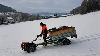 Einachser 4x4 Herkules UE 600 mit Triebachsanhänger im Wintereinsatz [upl. by Annabelle]