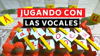 RECURSOS DIDACTICOS PARA ENSEÑAR LAS VOCALES CON MATERIAL RECICLABLE [upl. by Aryahay]