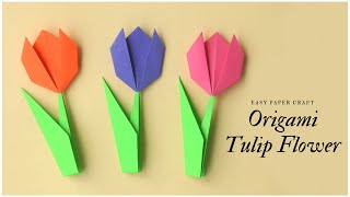 Origami Tulip Flower Tutorial Step by Step [upl. by Neoma]