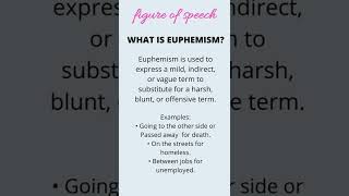 Euphemism  Figure of Speech 8  Meaning amp Examples of Euphemism shorts [upl. by Iz]