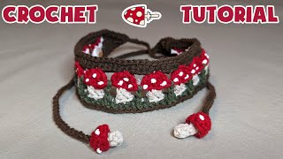 Mushroom Headband  Crochet Tutorial🍄 [upl. by Akenor]