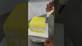 Yellow design dripping cake decorationviralvideo cake video youtubeshorts youtube ytshorts [upl. by Dorsey]