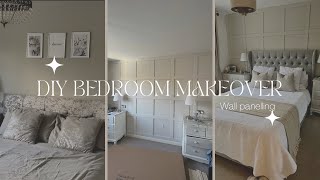 DIY BEDROOM MAKEOVER  PANELLING  BUDGET [upl. by Lamej374]