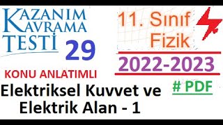 11 Sınıf  Fizik  Kazanım Testi 29  Elektriksel Kuvvet ve Elektrik Alan 1  MEB  2022 2023  EBA [upl. by Eelesor]