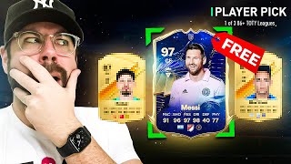 OMG EA GAVE EVERYONE A FREE REAL TOTY MESSI OPEN THE 86 LEAGUE PICK PACK NOW  FC24 6pm [upl. by Flip]