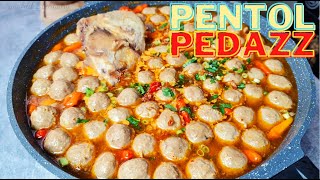 RESEP BAKSO PENTOL PEDAS  PAKAI TETELAN DAN TULANG SAPI TAMBAH MANTUL [upl. by Bergwall]