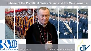 Jubilee of the Pontifical Swiss Guard and the Gendarmerie 20160908 [upl. by Aimat]